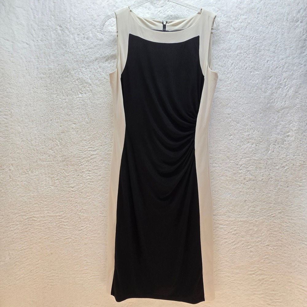 Lauren Ralph Lauren Dress‎ Size 8 Sleeveless Sheath Dress Asymmetrical Ruched